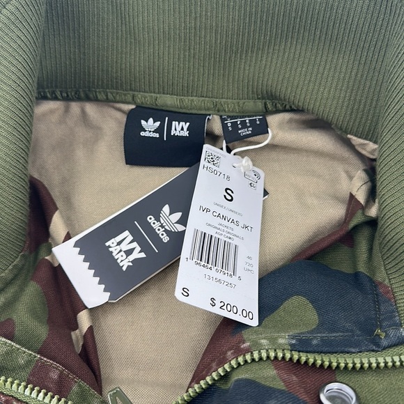 Adidas Ivy Park Unisex Green Long Sleeve High Neck Canvas Jacket S - Picture 10 of 16